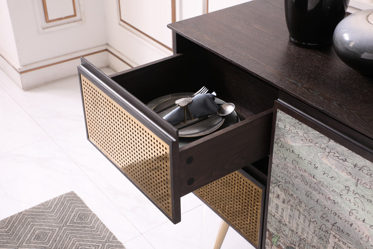 Phelan Modern Smoked Ash & Brass Buffet