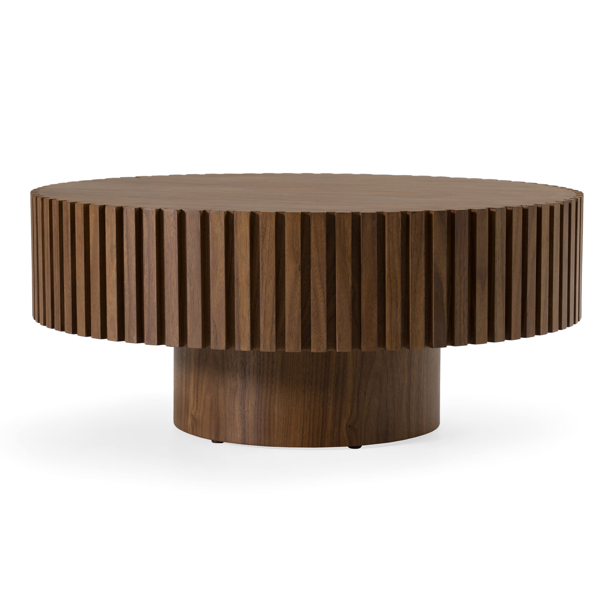 Pierre Modern Walnut Small Round Coffee Table