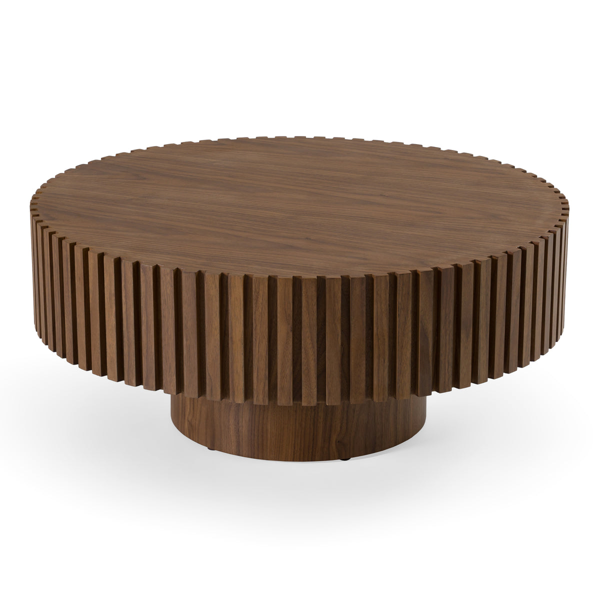 Pierre Modern Walnut Small Round Coffee Table