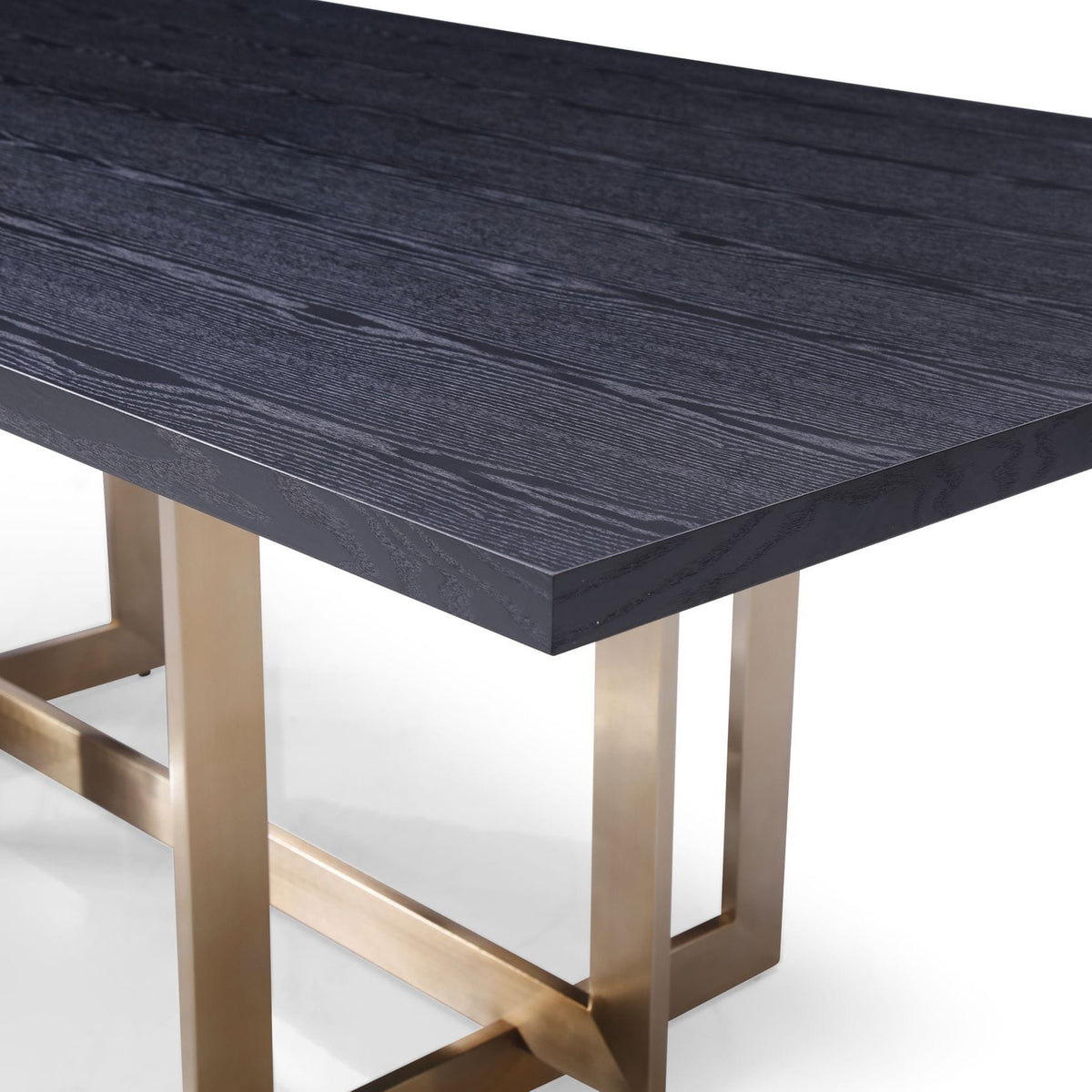 Pike Modern Black Ash & Brass Dining Table