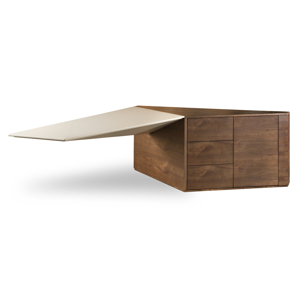 Pilot Modern Dark Walnut + Beige Leather Desk