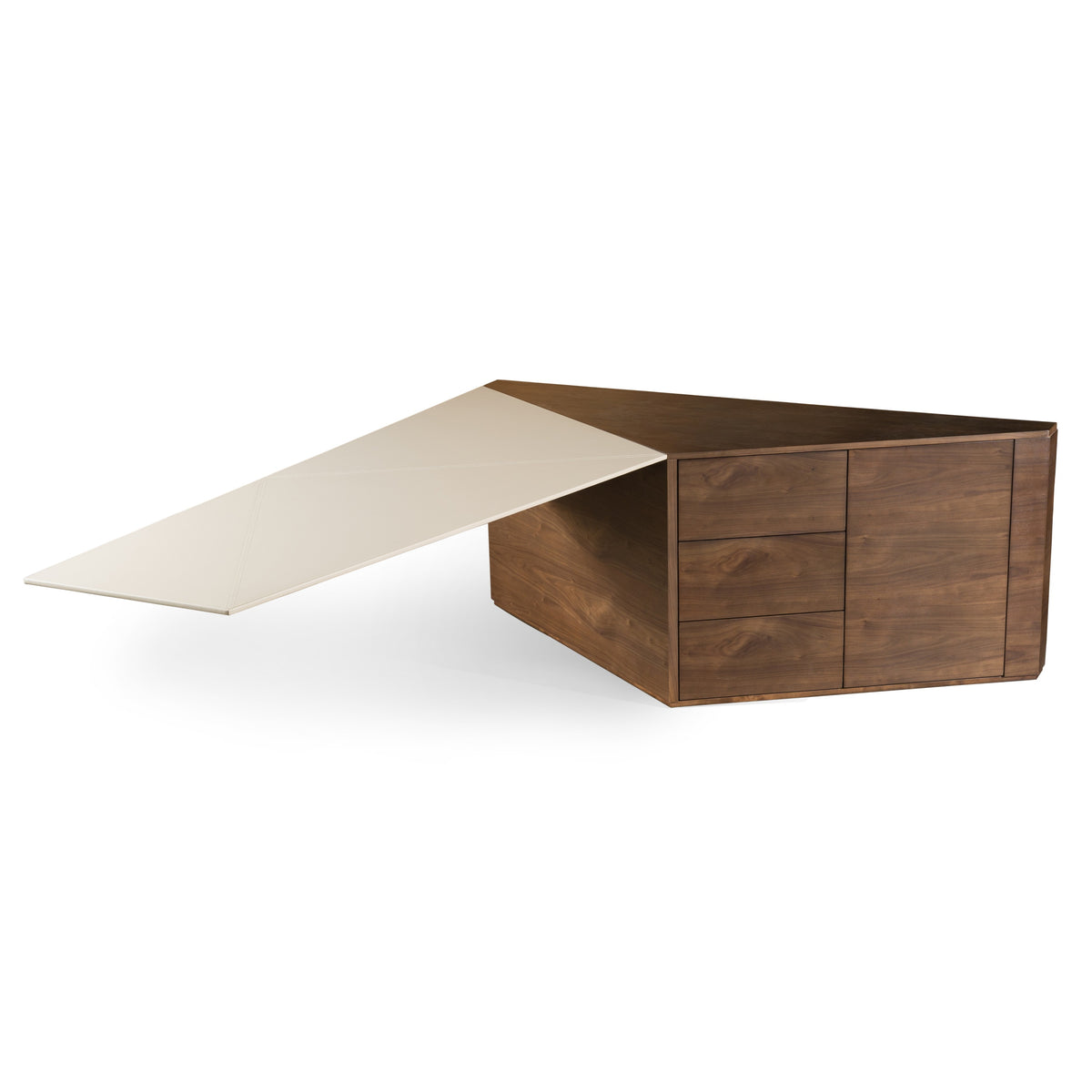Pilot Modern Dark Walnut + Beige Leather Desk