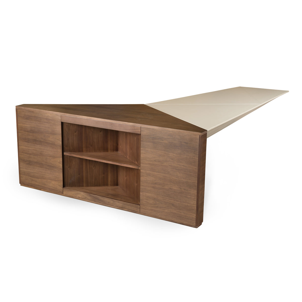 Pilot Modern Dark Walnut + Beige Leather Desk