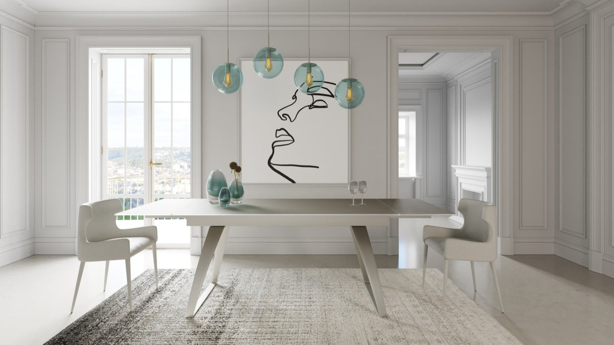 Pittson Modern Extendable Grey Glass Dining Table