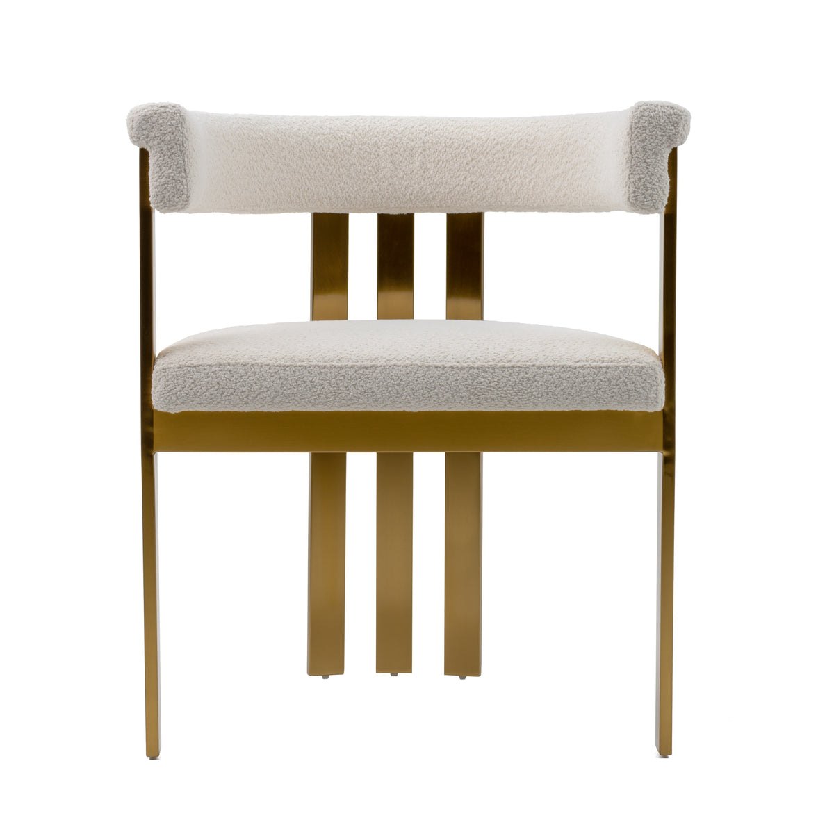 Pontiac Modern Beige Sherpa + Gold Dining Chair