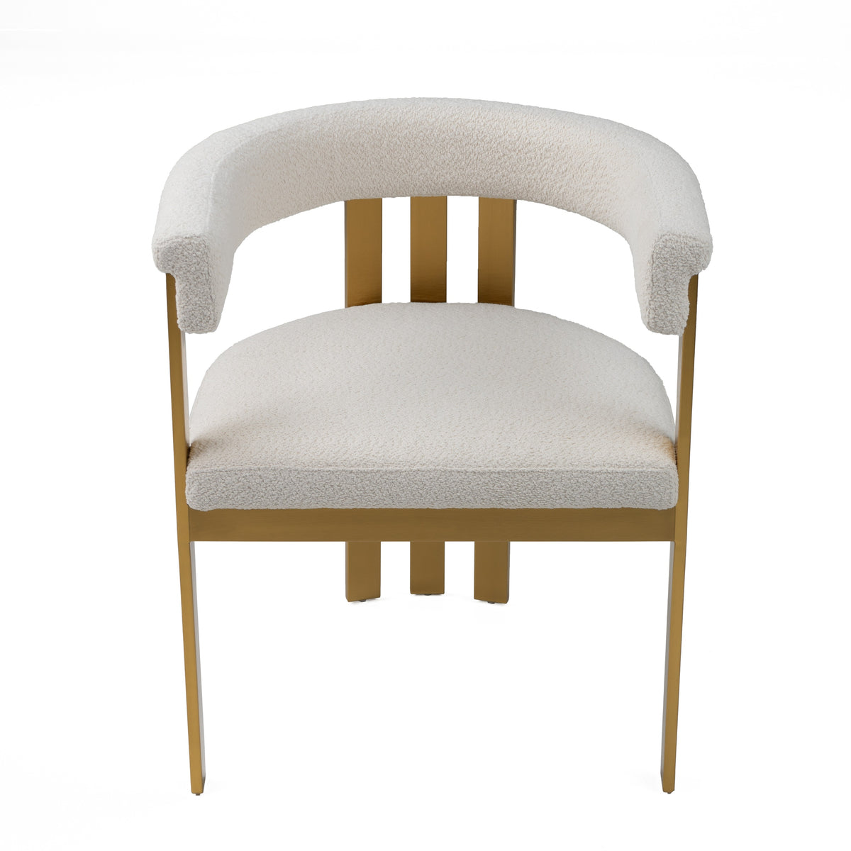 Pontiac Modern Beige Sherpa + Gold Dining Chair