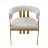 Pontiac Modern Beige Sherpa + Gold Dining Chair