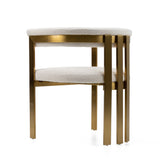Pontiac Modern Beige Sherpa + Gold Dining Chair
