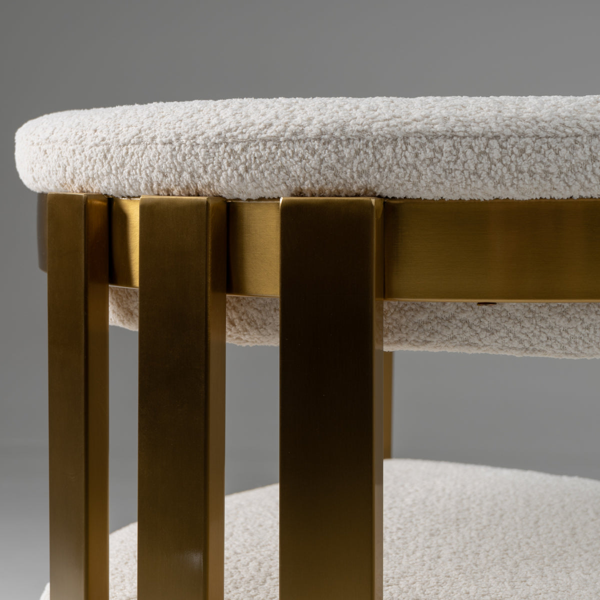 Pontiac Modern Beige Sherpa + Gold Dining Chair