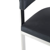 Pontiac Modern Black Vegan Leather and Stainless Steel Dining Chair