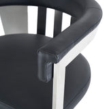 Pontiac Modern Black Vegan Leather and Stainless Steel Dining Chair