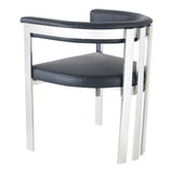 Pontiac Modern Black Vegan Leather and Stainless Steel Dining Chair