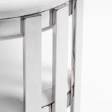 Pontiac Modern White Vegan Leather + Stainless Steel Dining Chair