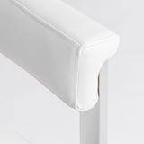 Pontiac Modern White Vegan Leather + Stainless Steel Dining Chair
