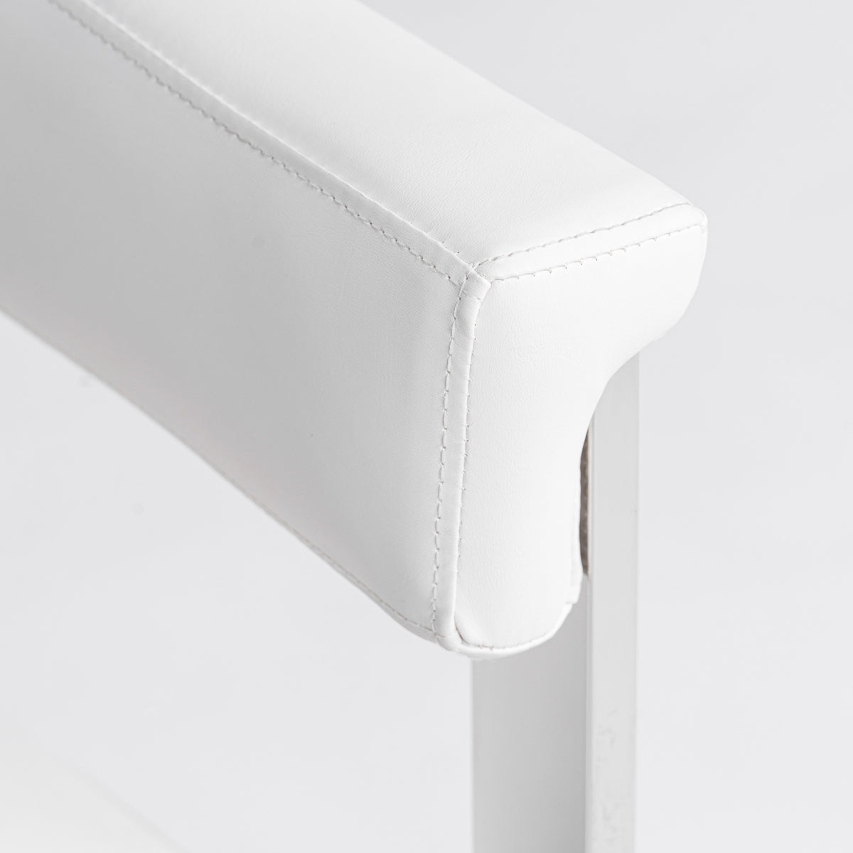 Pontiac Modern White Vegan Leather + Stainless Steel Dining Chair