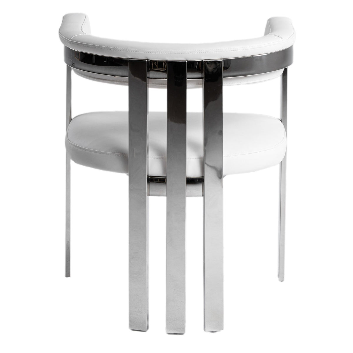 Pontiac Modern White Vegan Leather + Stainless Steel Dining Chair