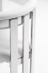 Pontiac Modern White Vegan Leather + Stainless Steel Dining Chair