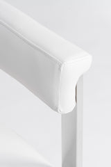 Pontiac Modern White Vegan Leather + Stainless Steel Dining Chair