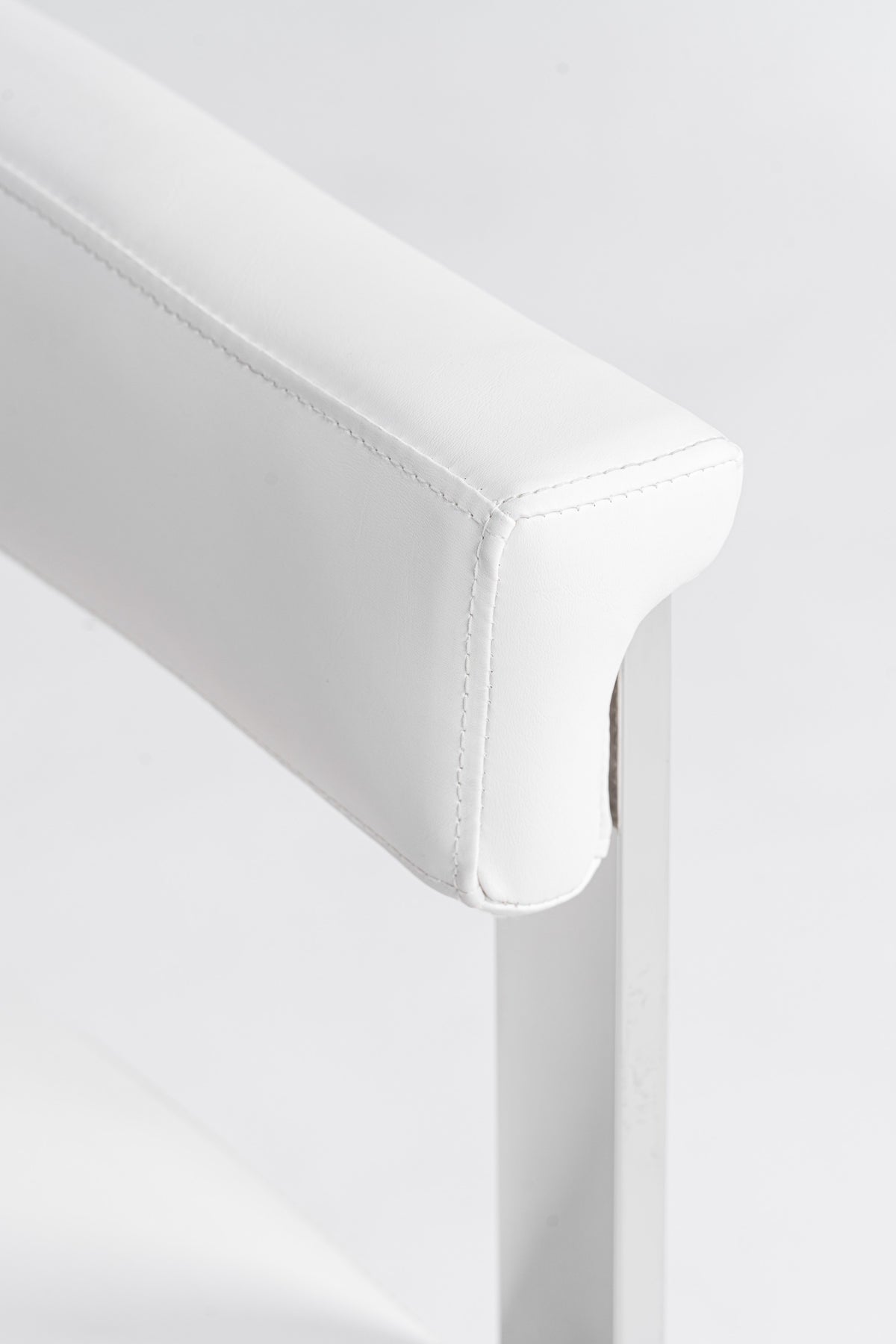Pontiac Modern White Vegan Leather + Stainless Steel Dining Chair