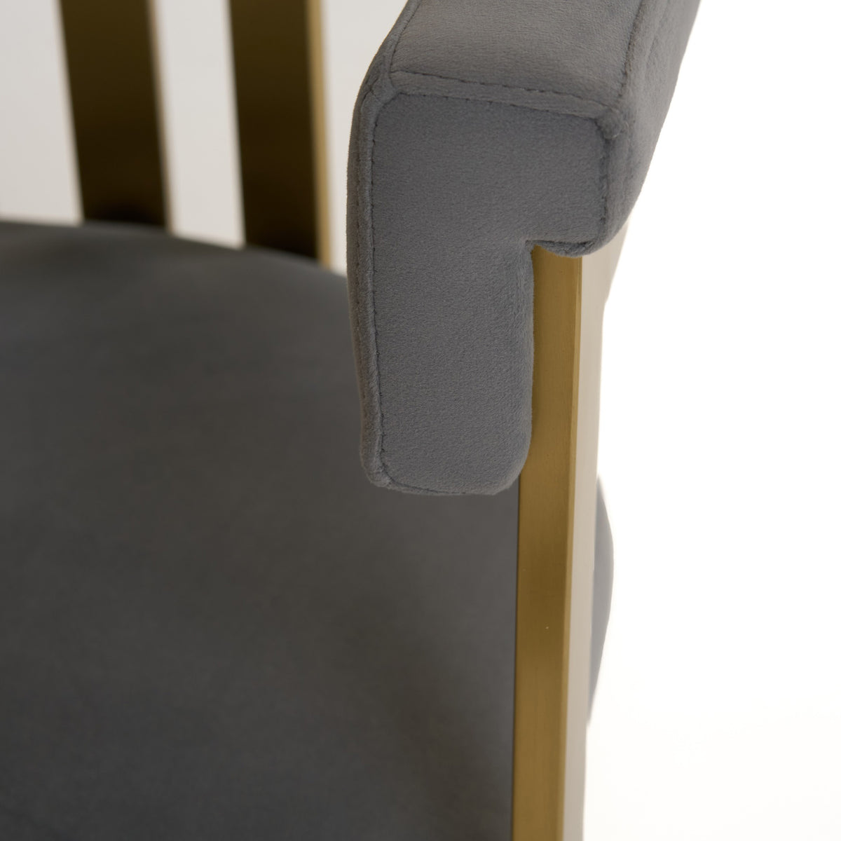Pontiac Modern Grey Velvet + Champagne Gold Dining Chair