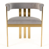 Pontiac Modern Grey Velvet + Champagne Gold Dining Chair