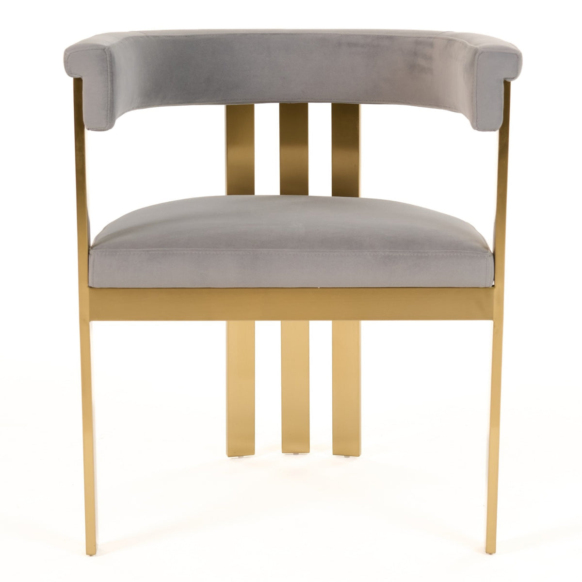 Pontiac Modern Grey Velvet + Champagne Gold Dining Chair