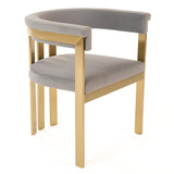Pontiac Modern Grey Velvet + Champagne Gold Dining Chair