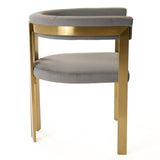 Pontiac Modern Grey Velvet + Champagne Gold Dining Chair