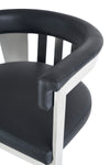Pontiac Modern Black Vegan Leather and Stainless Steel Dining Chair