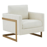 Prince Contemporary Cream Fabric + Gold Accent Chair