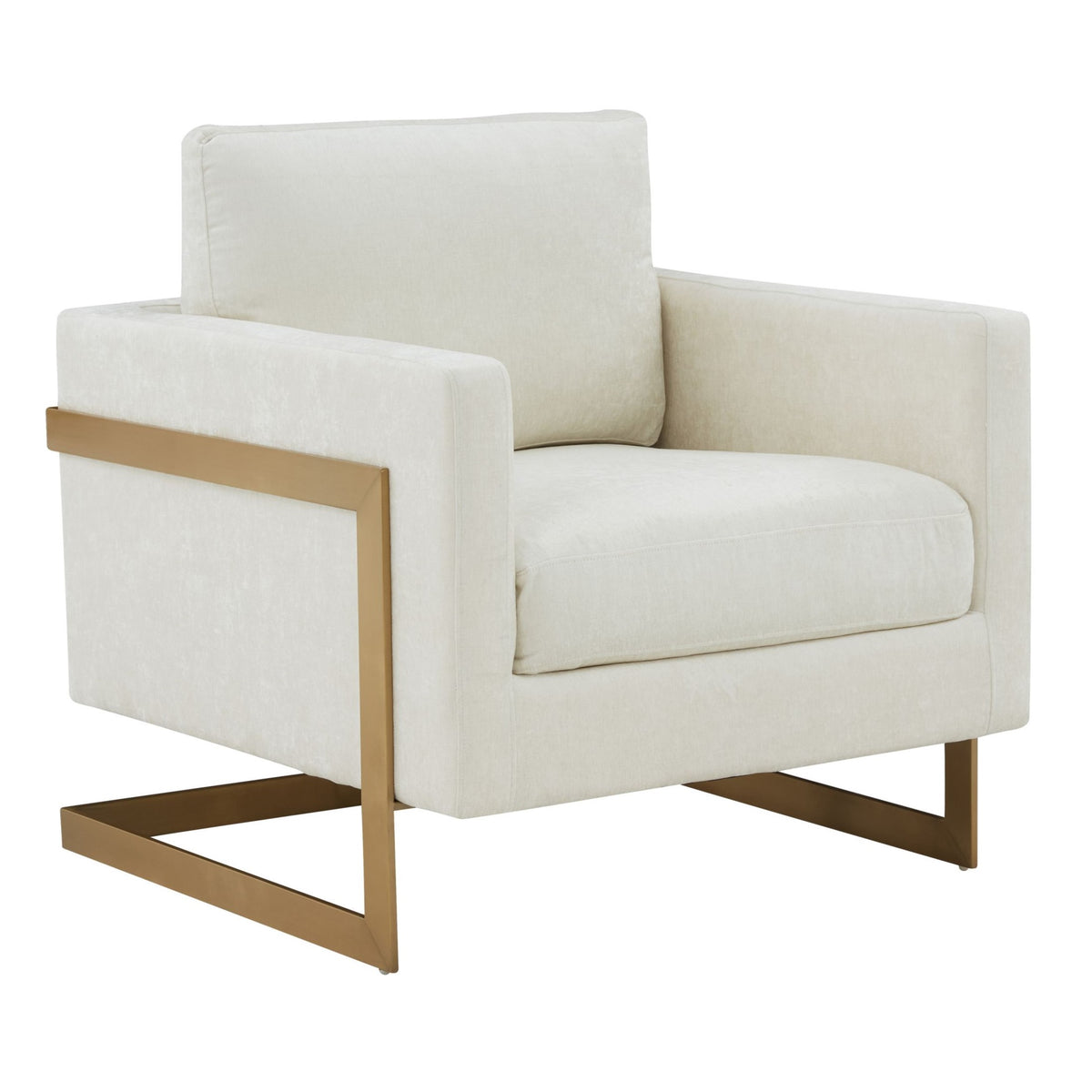 Prince Contemporary Cream Fabric + Gold Accent Chair