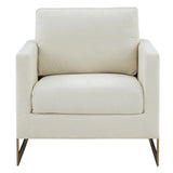 Prince Contemporary Cream Fabric + Gold Accent Chair