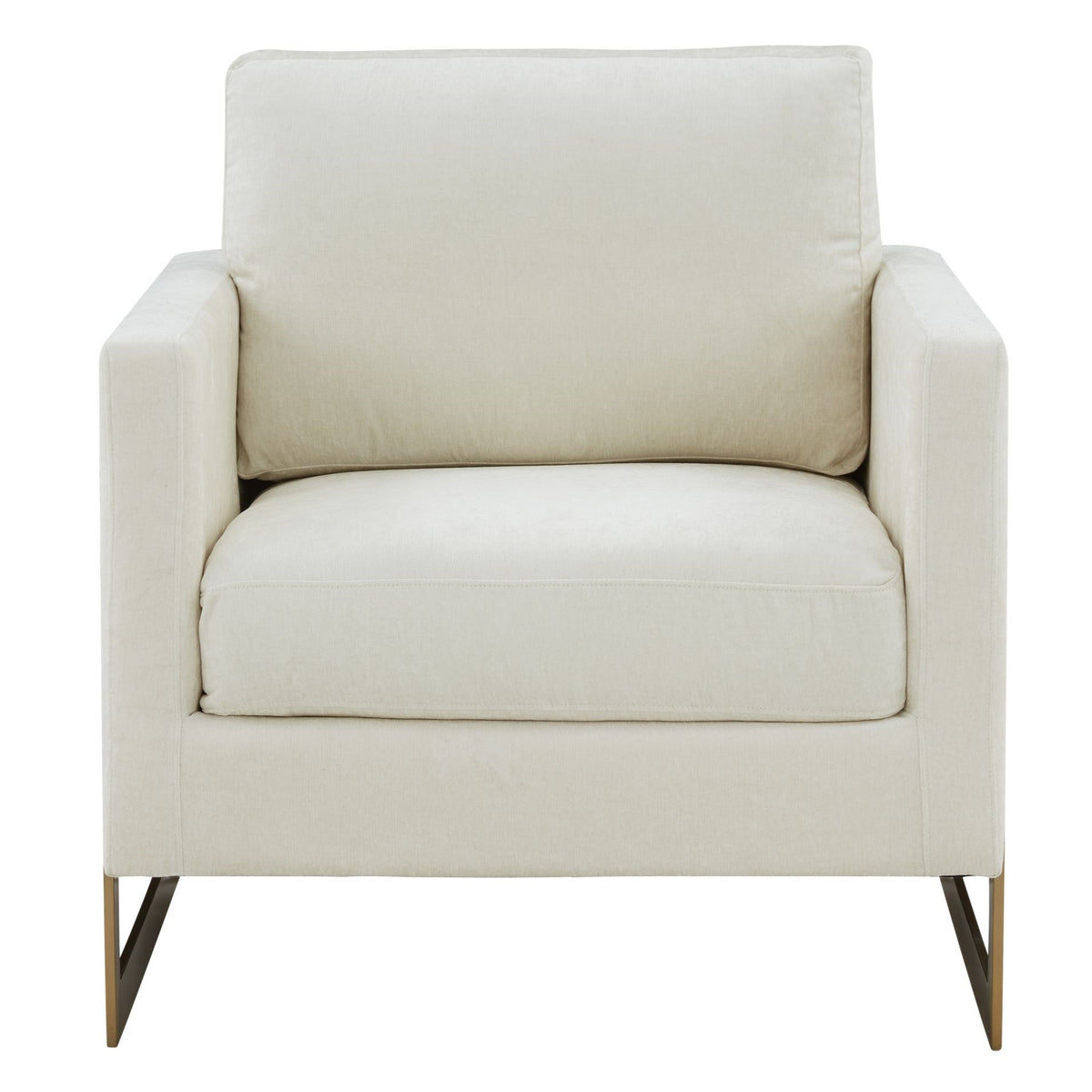 Prince Contemporary Cream Fabric + Gold Accent Chair
