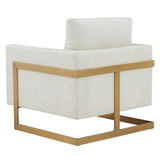Prince Contemporary Cream Fabric + Gold Accent Chair