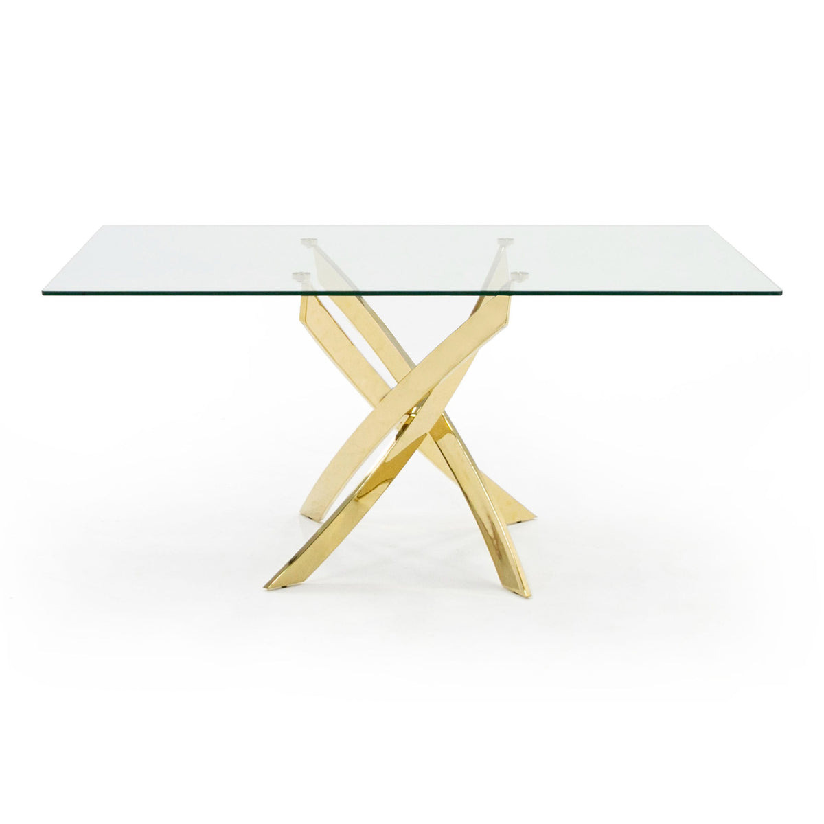 Pyrite Modern Glass and Gold Dining Table