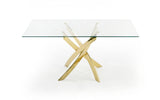Pyrite Modern Glass and Gold Dining Table
