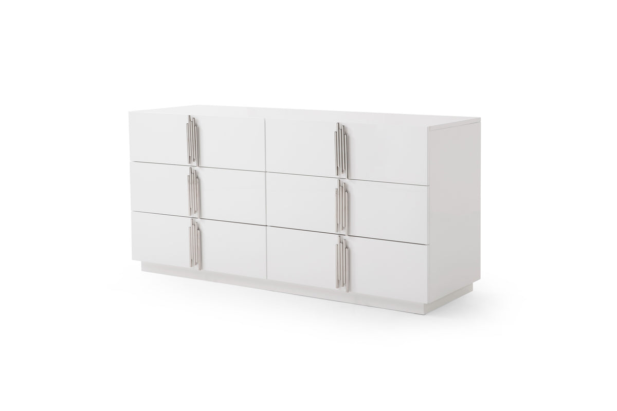 Token Modern White + Stainless Steel Bedroom Set