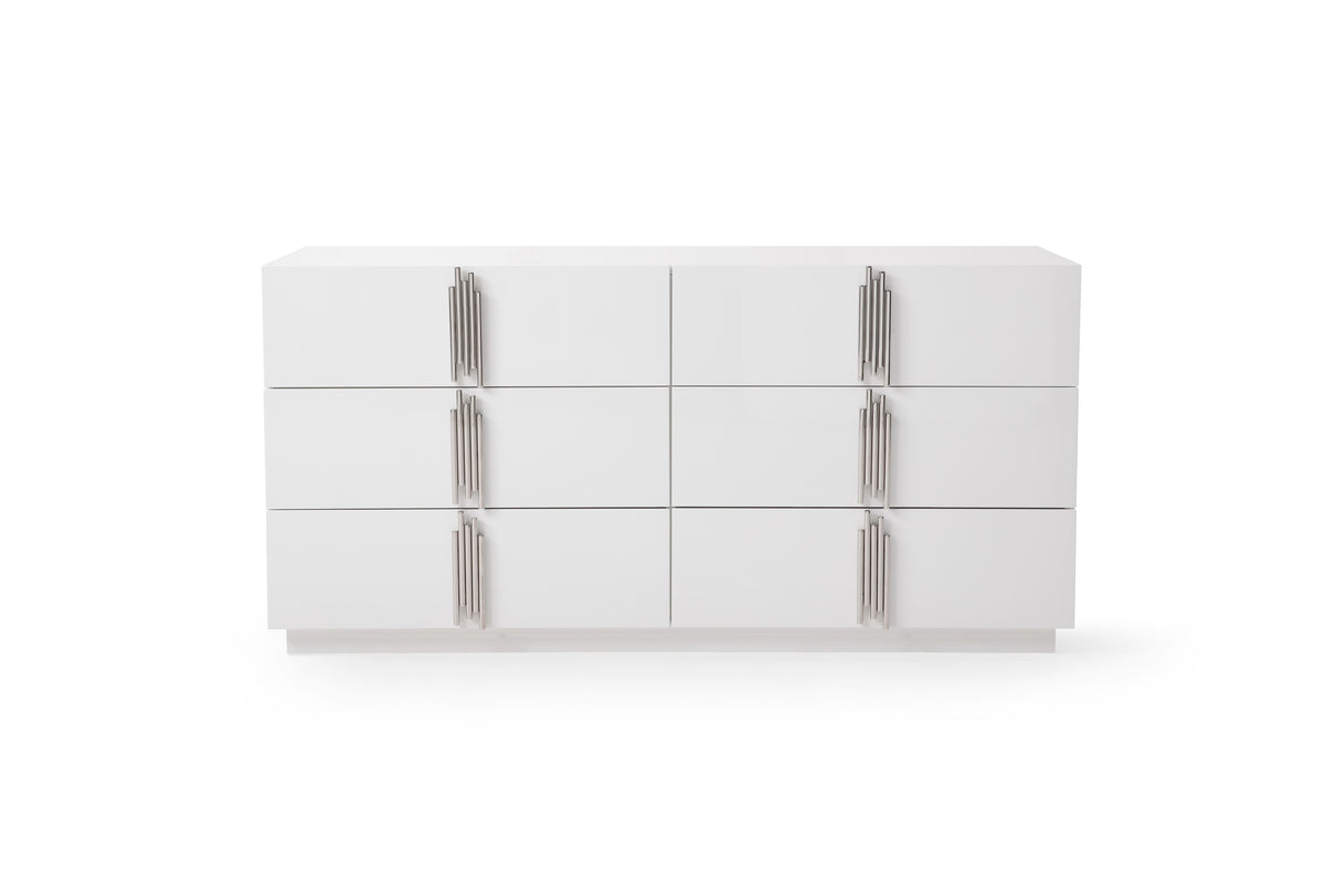 Token Modern White + Stainless Steel Bedroom Set