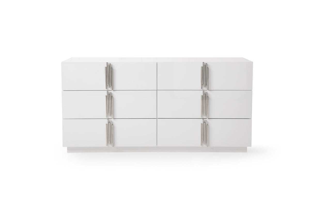 Token Modern White + Stainless Steel 4-Piece Bedroom Set