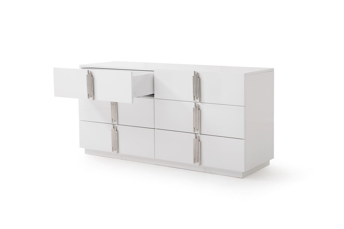Token Modern White + Stainless Steel Bedroom Set
