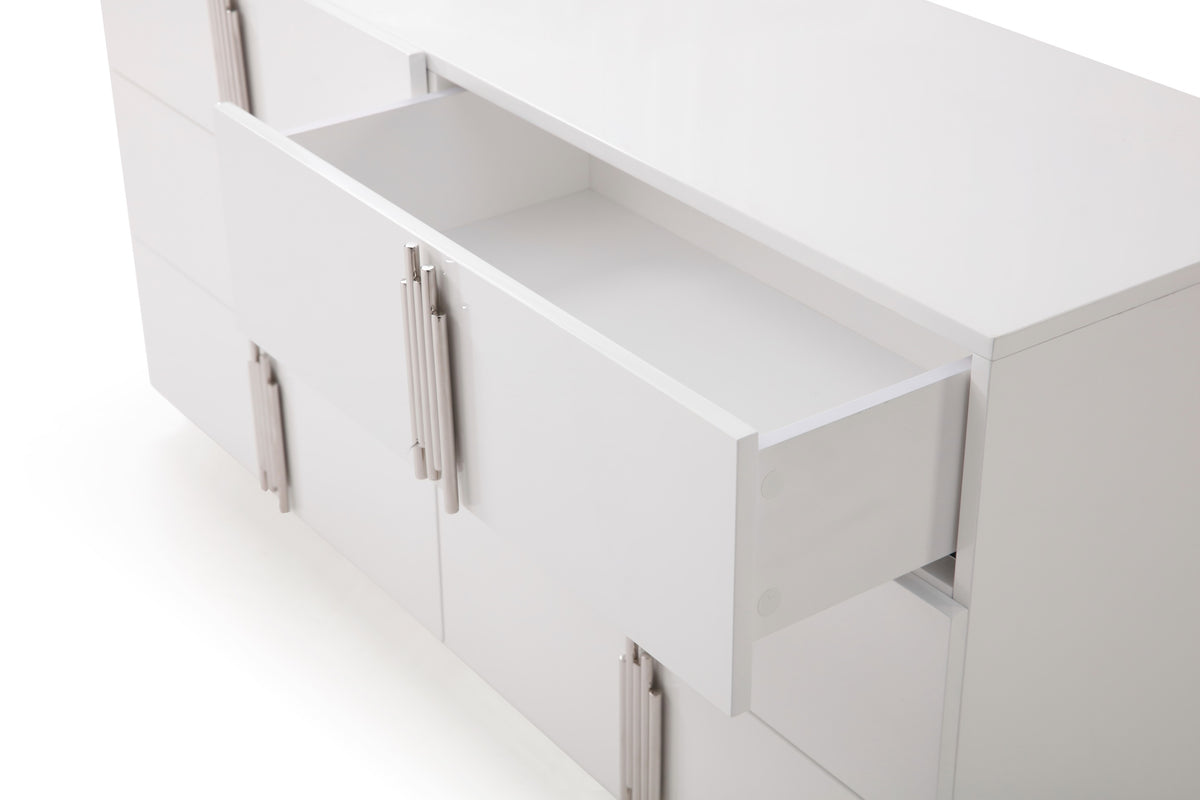 Token Modern White + Stainless Steel Bedroom Set