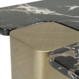 Quest Modern Black Rose Marble + Antique Brass End Table