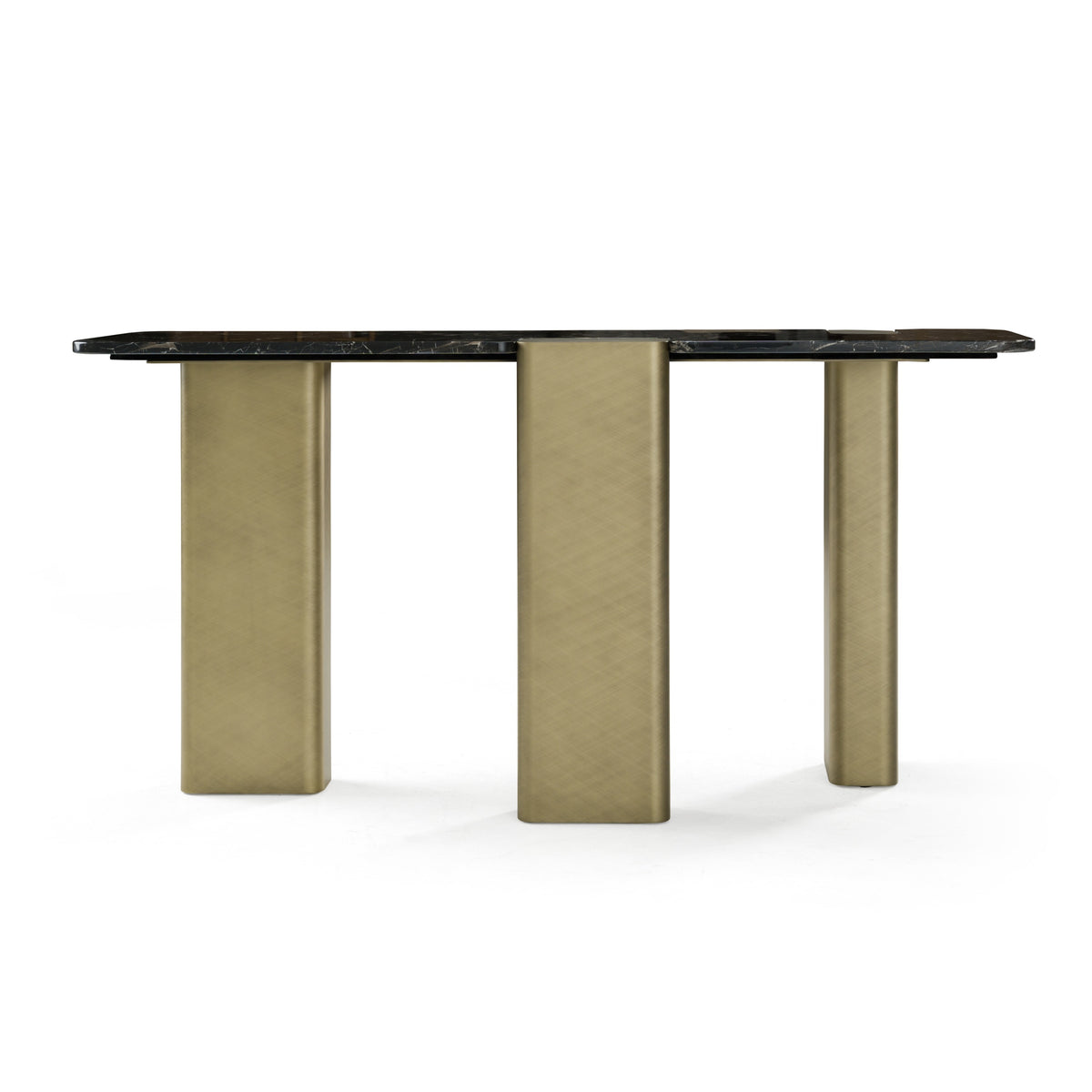 Quest Modern Black Rose Marble + Antique Brass Console Table