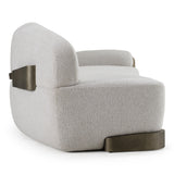 Rainier Contemporary Off-White Fabric + Antique Brass Sofa
