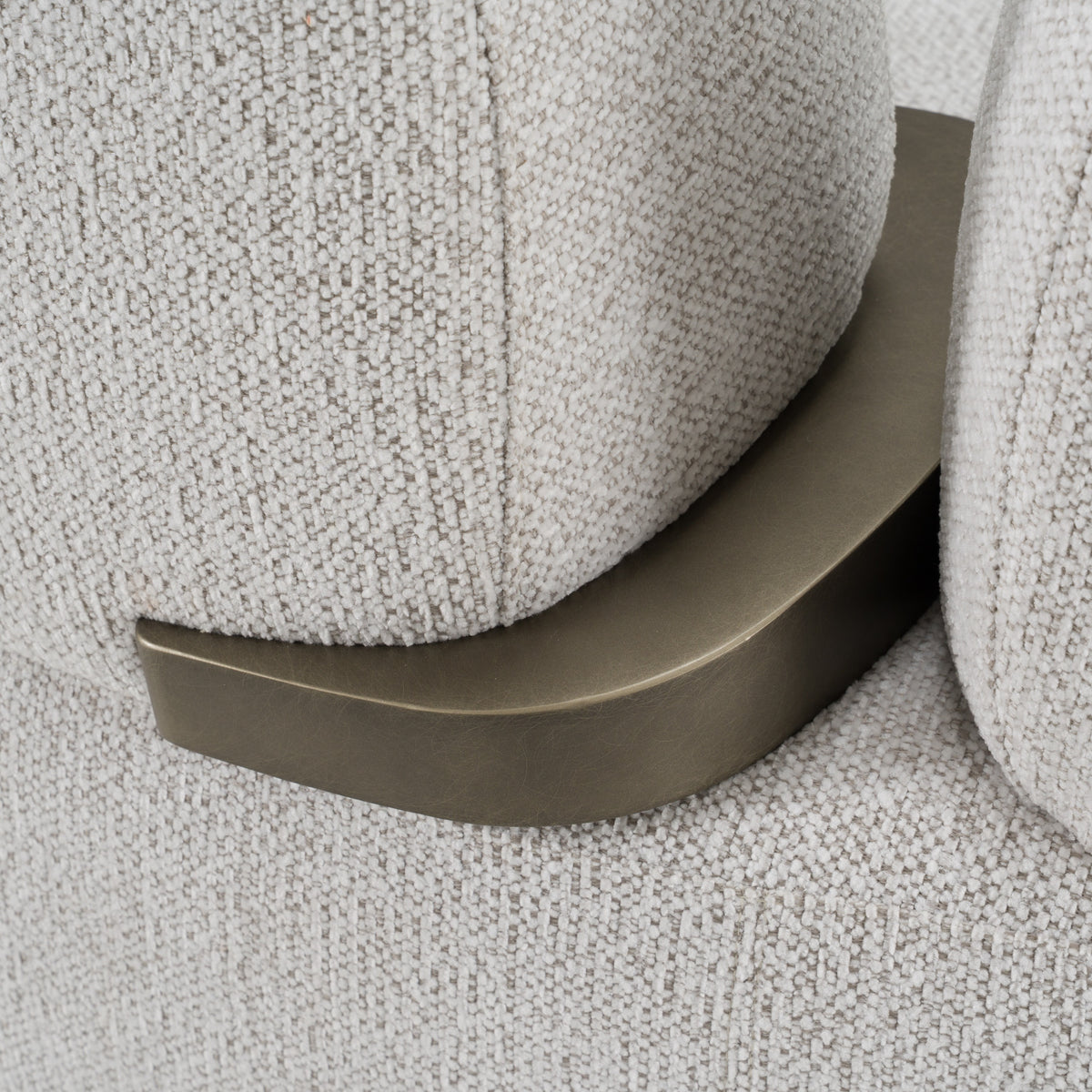 Rainier Contemporary Off-White Fabric + Antique Brass Sofa