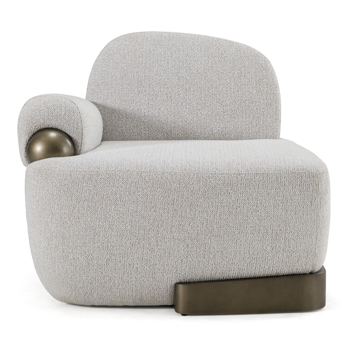 Rainier Contemporary Off-White Fabric + Antique Brass Accent Chair