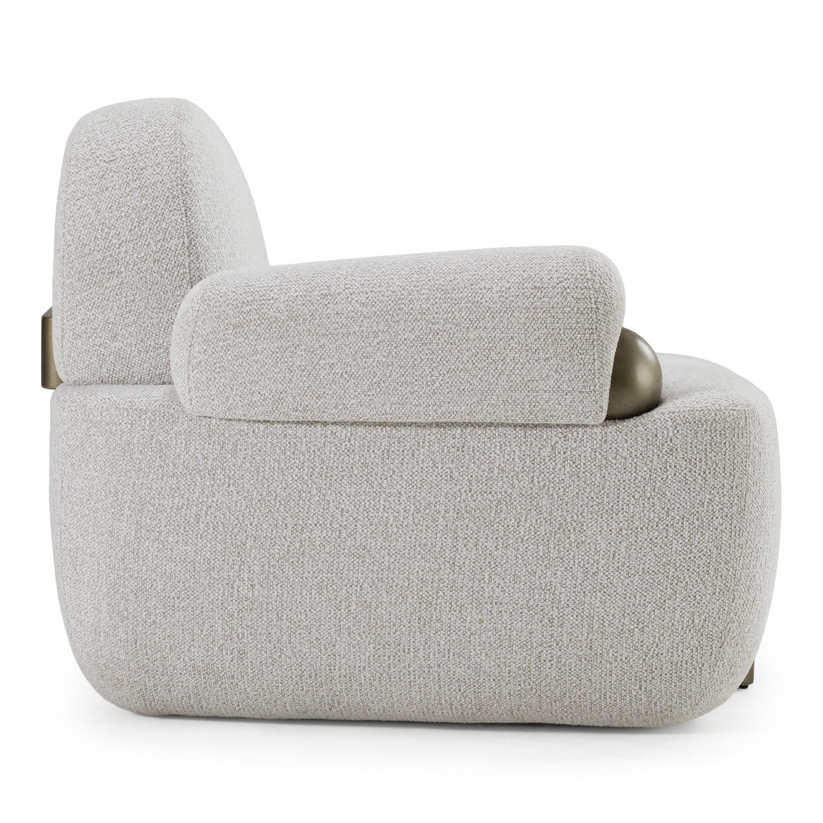 Rainier Contemporary Off-White Fabric + Antique Brass Accent Chair
