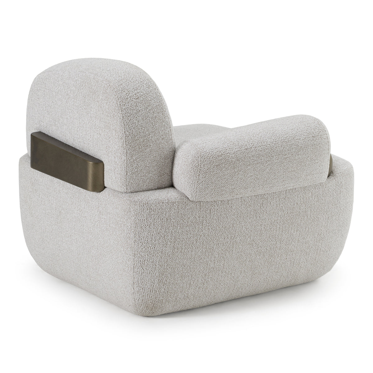 Rainier Contemporary Off-White Fabric + Antique Brass Accent Chair