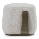 Rainier Contemporary Off-White Fabric + Antique Brass Ottoman