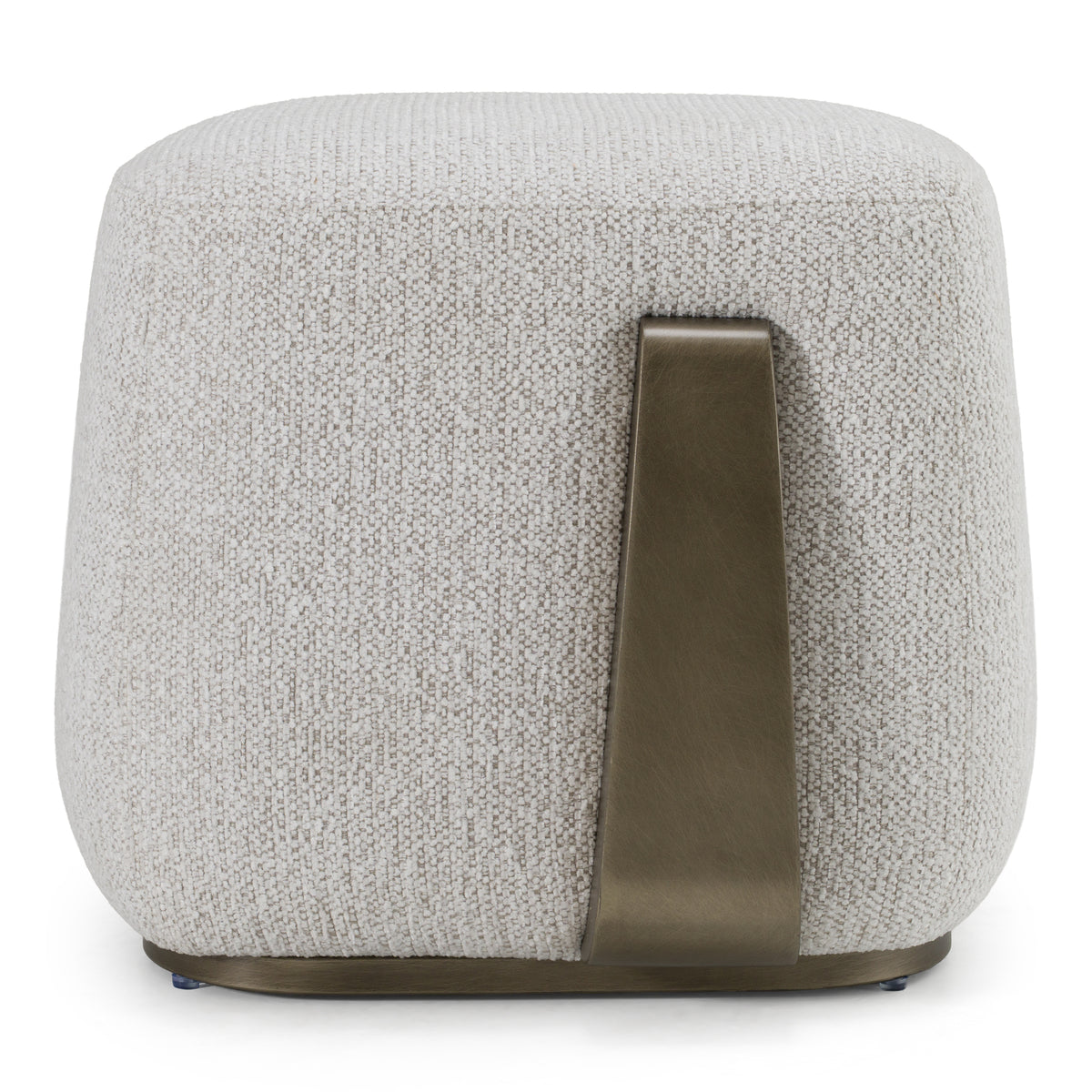Rainier Contemporary Off-White Fabric + Antique Brass Ottoman
